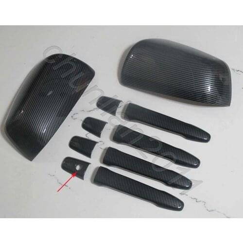 Carbon Fiber Style Rearview Side Mirror Cover Door Handle Cover Trim for 2008-2020 Mitsubishi Lancer EX Mirrors