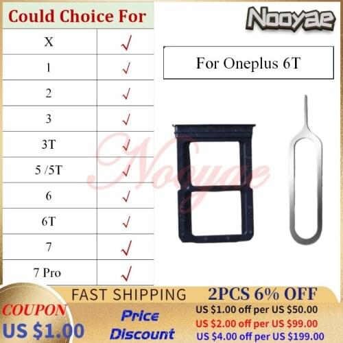Black SIM Card Tray For Oneplus X 1 2 3 5 5T 6 6T 7 7pro Pro Sim Holder Slot Adapter Reader Pin