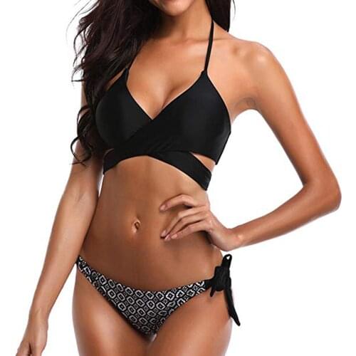 New Women Sexy Bikini Set Print Push-Up Pad Bikinis Wire Free Swimwear Swimsuit Female Beach Bathing Suit Biquini High Waist D31