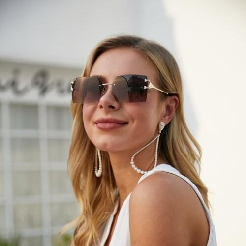 2021 new rimless sunglasses ladies 7698 net red same paragraph box sunglasses mens trendy glasses