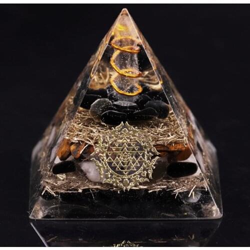 Orgone Pyramid Large For Emf Protection Obsidian Tiger Eye Pyramid Wealth Crystal Chakra Healing Orgonite Tower Pyramid