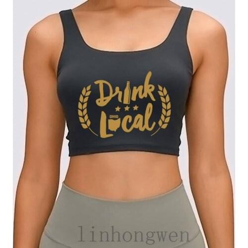 Drink Local Ohio Craft Beer Women Tank Top Humor Summer Family Size Over Size S-XL Fit Cotton Print Solid Color Crop Top