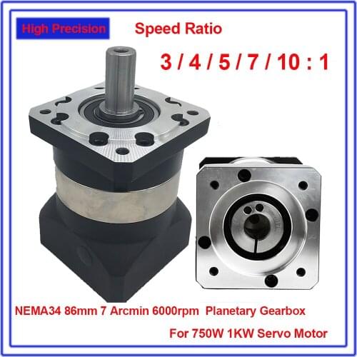10:1 Speed Ratio 90mm 7Arcmin Planetary Reducer 19mm Input shaft Gearbox Reducer 6000rpm for 750W 1 KW Servo