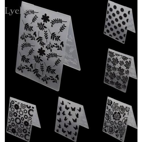 Lychee Life Plastic Embossing Folder For Scrapbook DIY Album Tool Plastic Template Butterfly Button Maple Leaf Home Decoration