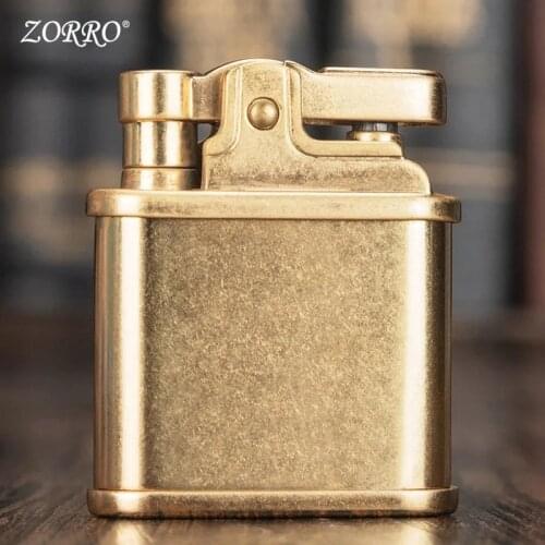 Zorro Button Ignition Portable Small Simple Windproof Pure Copper High-grade Kerosene Lighter