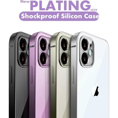 Shockproof Classic Plating Frame Transparent Case For iPhone 11 12 Pro Max Mini XR XS Max X 8 7 6 6S Plus SE 2 2020 Square Cover