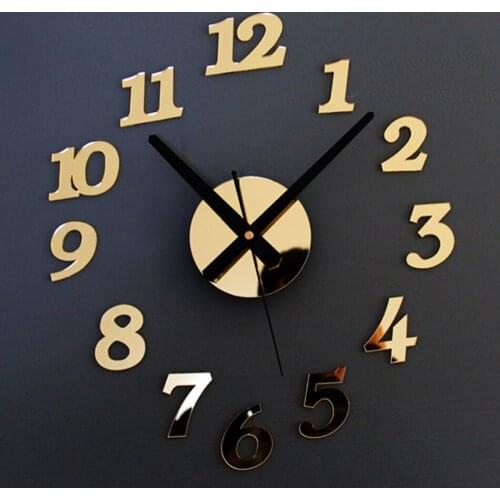 DIY Self Adhesive Acrylic Living Room Wall Clock Arabic Numerals Creative Antique Quartz 3D Digital Home Decor Retro Art Watch
