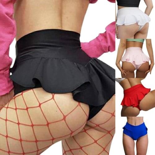 High quality 2021 new Fashion Women Solid Color Stretch High Waist Ruffled Mini Shorts sevy woman Club Outfits for Running