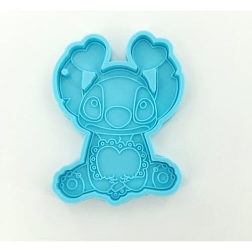 Disney Lilo Stitch Keychain Silicone Mold DIY Craft Epoxy Resin Molds Polymer Clay Necklace Jewelry Making Mould