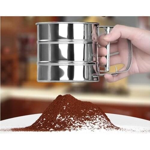 Large Size Strainer Shaker Sieve Kitchen Tool Stainless Steel Mesh Flour Sieve Baking Lcing Sugar Cup Shape Powder Sifter