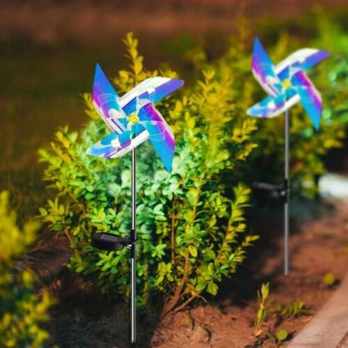 Solar Wind Spinner Garden Stake Pinwheels With 8 Lighting Modes LED Fairy Lights Outdoor Patio Lawn Christmas Holiday Decoration