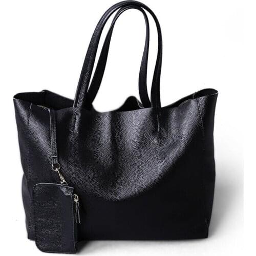 Lady Simple Real Leather Satchels Bag High Capacity Waterproof Shopping Bags Women Deluxe Genuine Cowhide Leather Totes Handbag