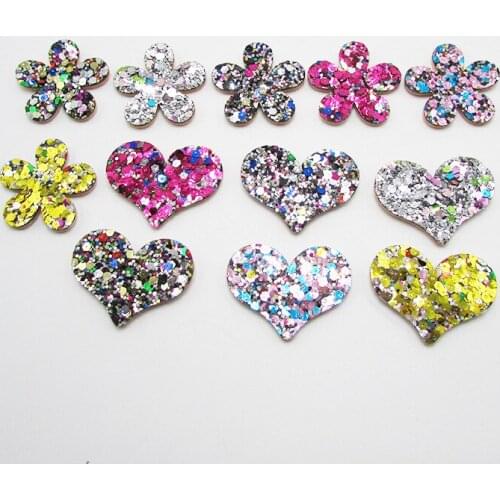 50PCS/lot Bling Handmade Flower Padded Appliques Heart Crafts for garment accessories and Girl Hair Jewelry Decoration