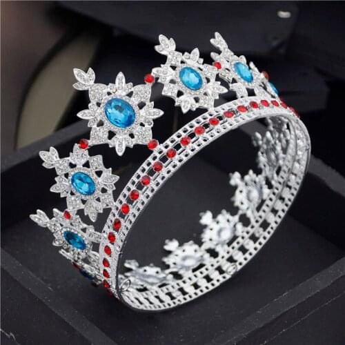 Vintage Circle Diadem Royal Queen King Crystal Headdress Wedding Crown Bridal Tiaras Pageant Head Ornament Party Hair Jewelry