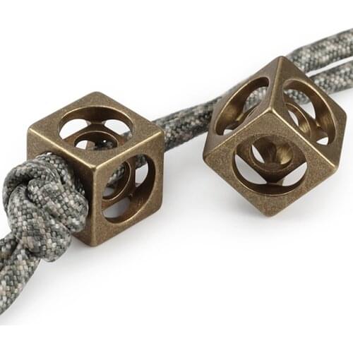 1pcs Vintage Brass Hollow Out Knife Beads Umbrella Rope Bead Outdoor DIY Pendant Six Sides Paracord Bead