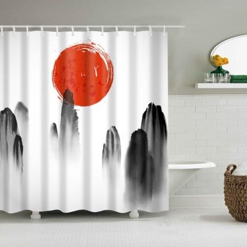 Waterproof Shower Curtain Landscape Flower Mountain For Bathroom Long 180x200cm 3D Blackout Bath Curtain Screen Cortinas Baño