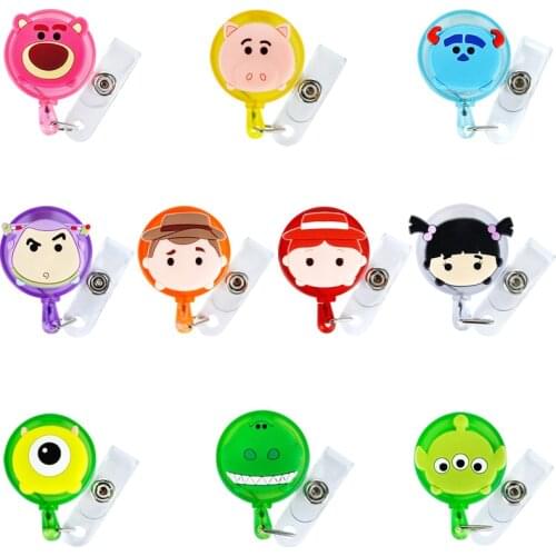 Disney Retractable Badge Holder Cartoon ID Name Card Lanyard Key Chain Nurse Chest Card Holder Creative Mobile Phone Lanyard