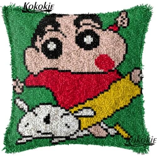 Latch hook pillow cotton embroidery yarn cross stitch kits cartoon cushion mat 3d carpet gift Crocheting Rug Yarn Needlework