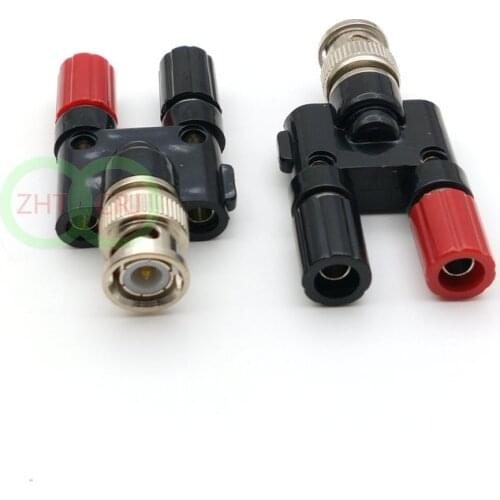 10pcs BNC Male plug to Twin dual Banana Jack Female Coaxial 4MM connector wholesale