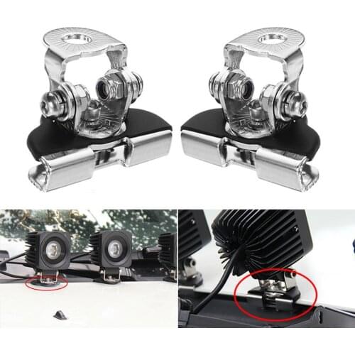 2Pcs Universal LED Light Bar Mounting Bracket A-Pillar Hood Work Light Holder Stainless Steel 360-degree Rotating For Off Road