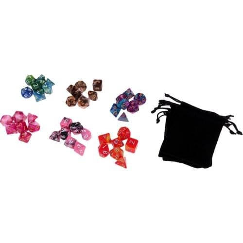 42x D4 D6 D8 D10 D12 D20 Dice Set w/ 7 Bags for TRPG MTG DND Roleplay Gifts