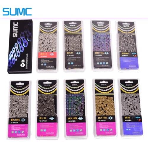 SUMC Bicycle Chain 11 12 Speed Velocidade Titanium Rainbow Gold Silver Mountain Road Bike MTB Full Hollow Chains Part 116 Links