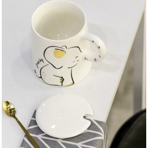 Elephant Giraffe Cartoon Personality Water Cup 401-500ml Creactive African Animal Ceramic Mug White Cup Coffee Cup Milk Cup Mugs