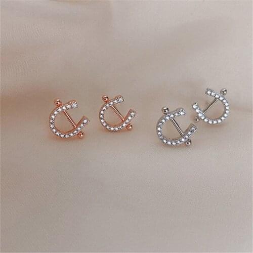 Liemjee Elegant S925 Silver U-Shaped Zircon Stars Earrings Fashion Jewelry For Women Luxury Namour Charm Gift All Seasons