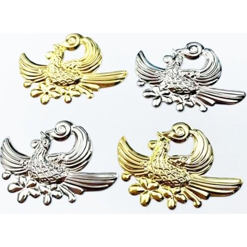 10pcs 40x57mm Filigree Metal sheets Phoenix decorative for Jewelry Making Cosplay accessories Doll headwear decoration