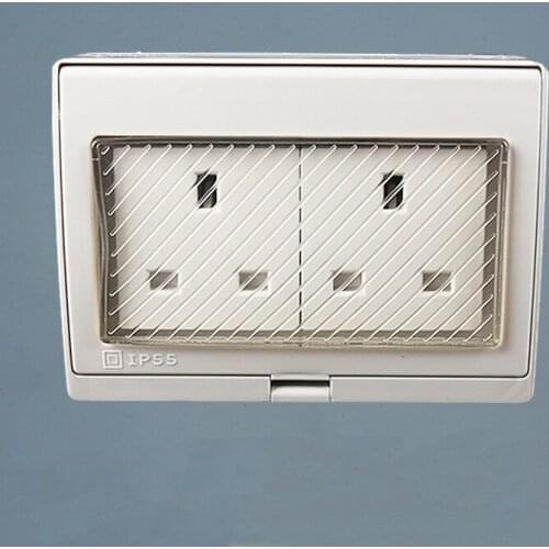 IP55 Wall Waterproof Dust-proof British Power Socket 250V 13A Double UK Standard Electrical Outdoor Outlet Grounded