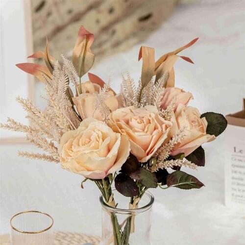 High Quality Artificial Rose Dry Flower Bouquet Table Centerpiece home decor wedding bouquet