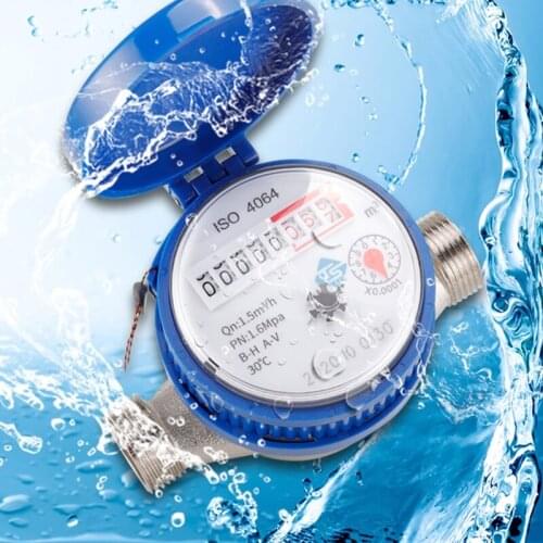 W3JA 0-30℃ Cold Water Meter Mechanical Rotary Wing E-TYPE 1/2" - 3/4" Qn 1.5m3/h Precision 0.0001m3 All Copper Connector