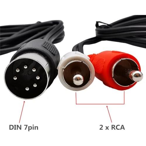 7Pin DIN Male MIDI Cable to 2 Dual RCA Male Plug Audio Cable 7 pin to 2*RCA Cord 0.5m 1m 1.5m