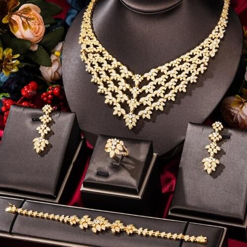 KellyBola Fashion High Quality Zircon Geometry Necklace Bracelet Earring Ring Set Noble Female Wedding Party Jewelry Accessories