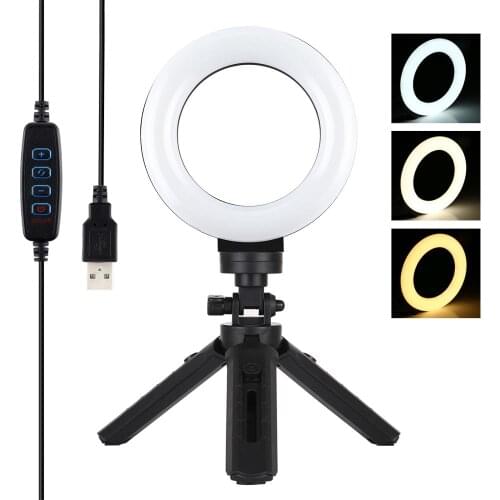PULUZ 4.7/6.2 inch USB 3 Modes Dimmable Photography Selfie Ring Light LED Video Light Kit with Stand Tripod For Blogger Youtube