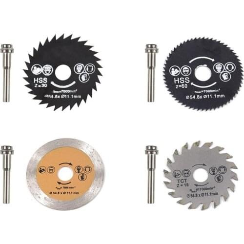 HSS Circular Saw Blade Rotary Tool 54.8mm Mini Wood Cutting Discs Blades with Drill Mandrel for Dremel Metal Cutter