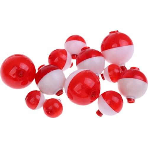 Lot 12 Pieces Fishing Floats Float Bobbers Hard ABS Plastic Push Button Fishing Round Buoy Float Bobber