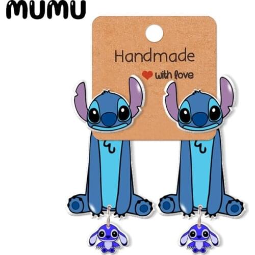 2021 New Stitch with Angel Stud Earring Lovely Epoxys Jewelry Resin Acrylic Earrings Handmade Gifts Girl