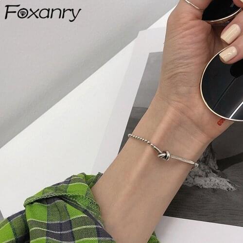 Foxanry New 925 Sterling Silver Bracelets INS Fashion Hip Hop Vintage Creative String of Beads Design Party Jewelry Wholesale