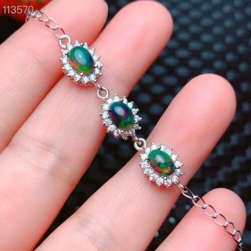 New Coming Natural and Real Opal bracelet Solid S925 Sterling Silver For Women Colour Gem Stone Rings Fine Jewelry