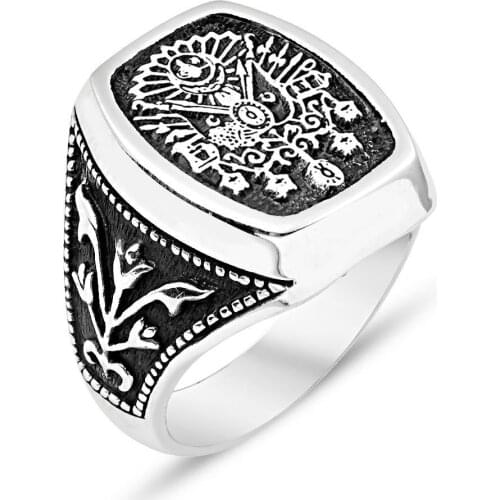 925 sterling Silver Ottoman Crested Ring