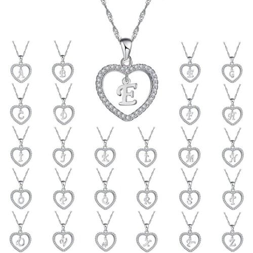 Unique Letter Tiny Dainty Heart Necklace & Pendant Rhinestone Choker for Women Long Chain Necklace Bijoux Jewelry