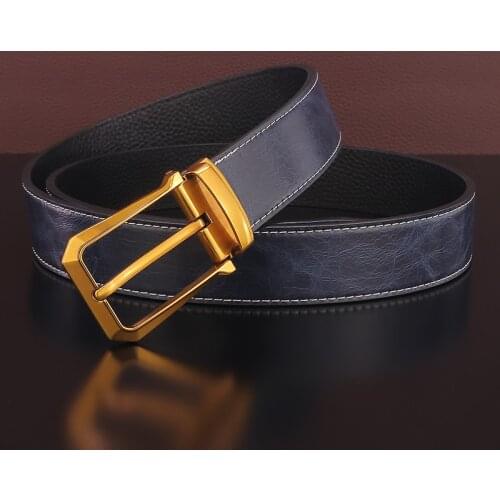 Blue belt men High Quality Summer pin buckle popular cowboy Waist Strap for male cintos masculinos Cowskin ceinture homme