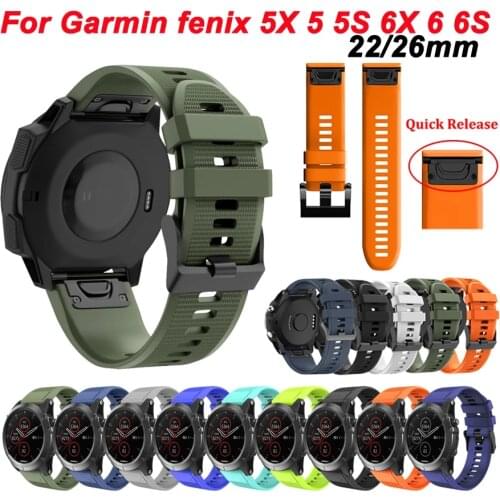 Watchband For Garmin Fenix 6 6X Pro 5 5X Plus 3HR 20 22 26mm Silicone Band Fenix6 Fenix5 Watch Quick Release Easyfit Wrist Strap