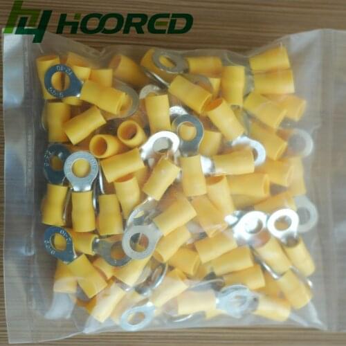 RV5.5-8 Yellow Color Ring insulated terminal Cable Wire Connector Crimp Terminal 50PCS/Pack O Type