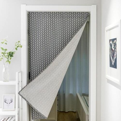 Grey Geometric Curtain Hanging Curtain Modern Simple Partition Curtain Cloth Art Fengshui Curtain Toilet Without Pole