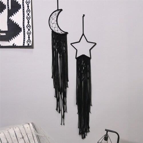 Modern Style Dream Catcher Black Moon Star Home Decor Wall Hanging Kid Children Girl Gift Tassel Ornament Room Decoration