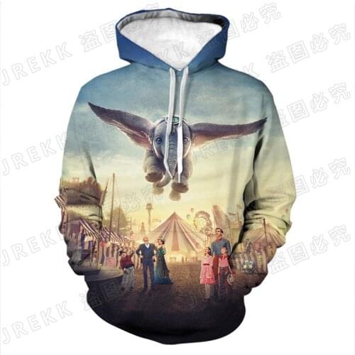 3D Print Sweatshirts Men Women Children Fashion Casual Elephant Dumbo Hoodies Pullover Long Sleeve Boy Girl Kids Tops Clothing
