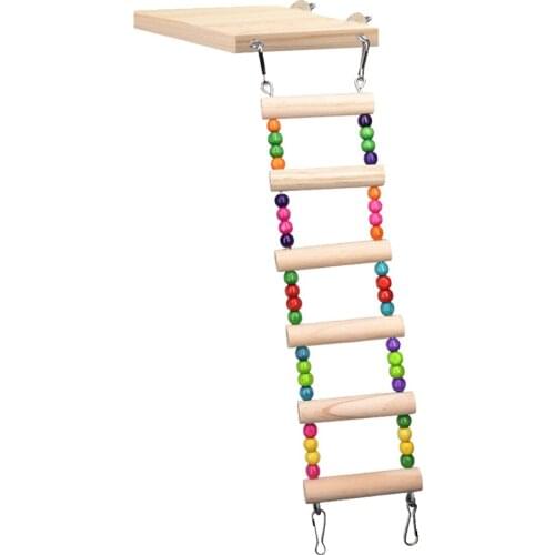 Pet Bird Training Supplies Ladders Swing Chewing Toys Parrot Hammock New Macaws Funny Hanging Colorful Balls With Natural Wood