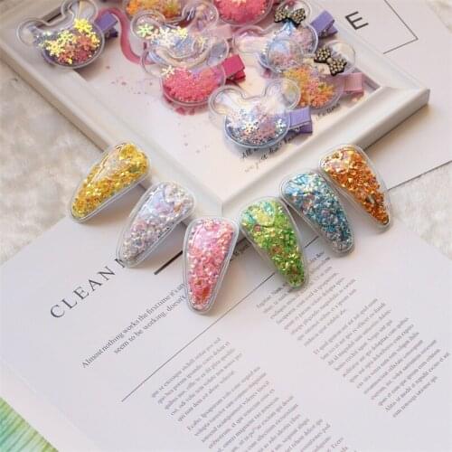 2PC Sweet Girls Sequin Quicksand Side Hair Clips Super Fairy Spring Hairpin Hair Grips Hair Accessories HeadWear